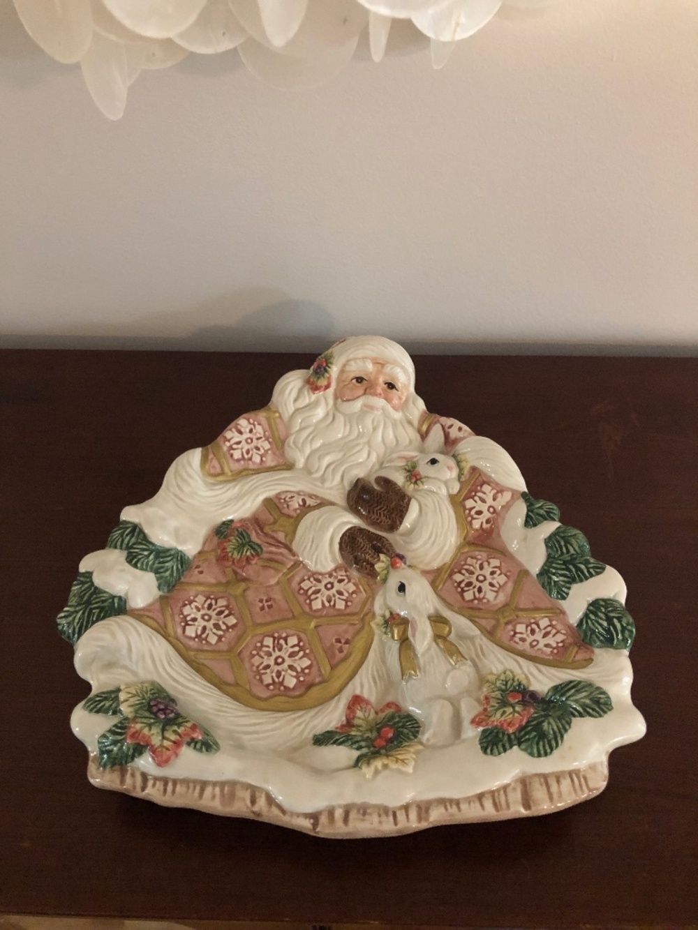 Fitz and Floyd Santa Snowy woods plate, titbit dish, canape plate